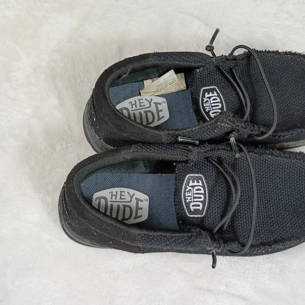 Hey Dude Wally Youth Funk Mono Youth Size 2 Black Slip On Loafers